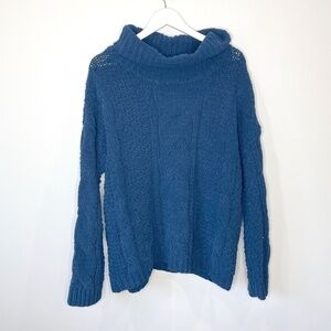 Just Madison Navy Blue Knit Turtleneck Thick Sweater